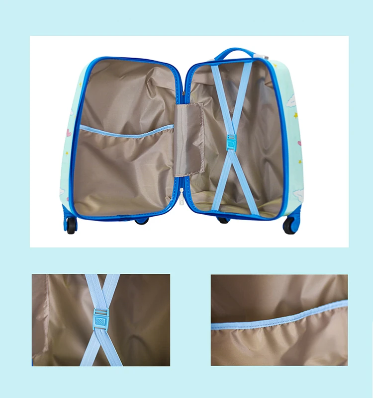 Maleta con ruedas de dibujos animados para niños, bolsa de equipaje con ruedas, carrito de viaje, regalo para niñas y niños, equipaje rodante, 16 \