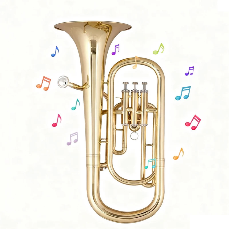 B Flat Euphonium Brass Triple Key Euphonium Professional Adults E Flat Horn Gold Lacquered Brass Instruments for Beginners