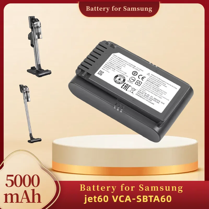 

VCA-SBTA60 Аккумулятор для пылесоса Samsung Jet 60 Аккумулятор для пылесоса 21,6 В 5000 мАч Сменный аккумулятор для быстрой зарядки