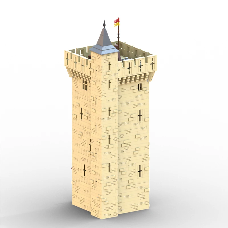 MOC- 196741   Blocs de construction de château médiéval, série d'architecture modulaire, modèle d'assemblage, jouets en brique, cadeaux d'anniversaire pour enfants