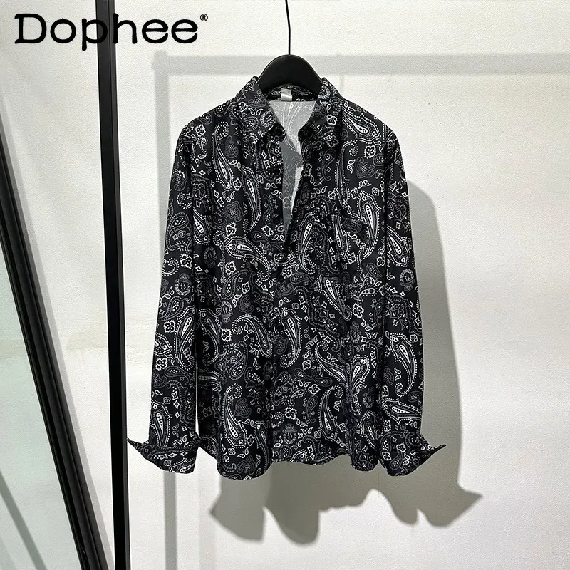 

Мужская рубашка весна-лето модная тенденция ретро принт свободная повседневная стильная рубашка с длинным рукавом