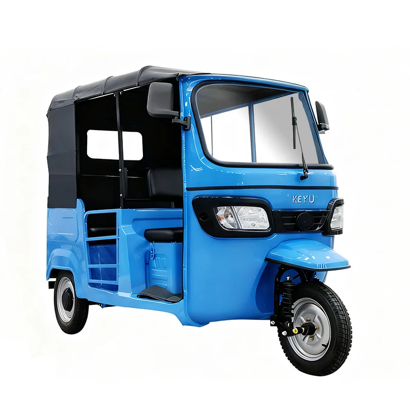 KEYU China New Pure Electric Blue 4 Seat Open Tuk Tuk Electric Tricycles for Passengers