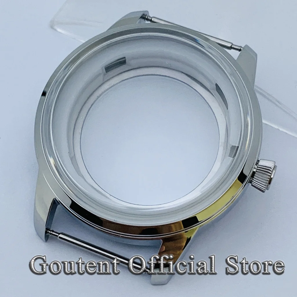 Goutent 40.5mm Silver Bubble Dome Glasss Watch Case Transparent Back Fit NH35 NH36 Automatic Movement Modification Attachment