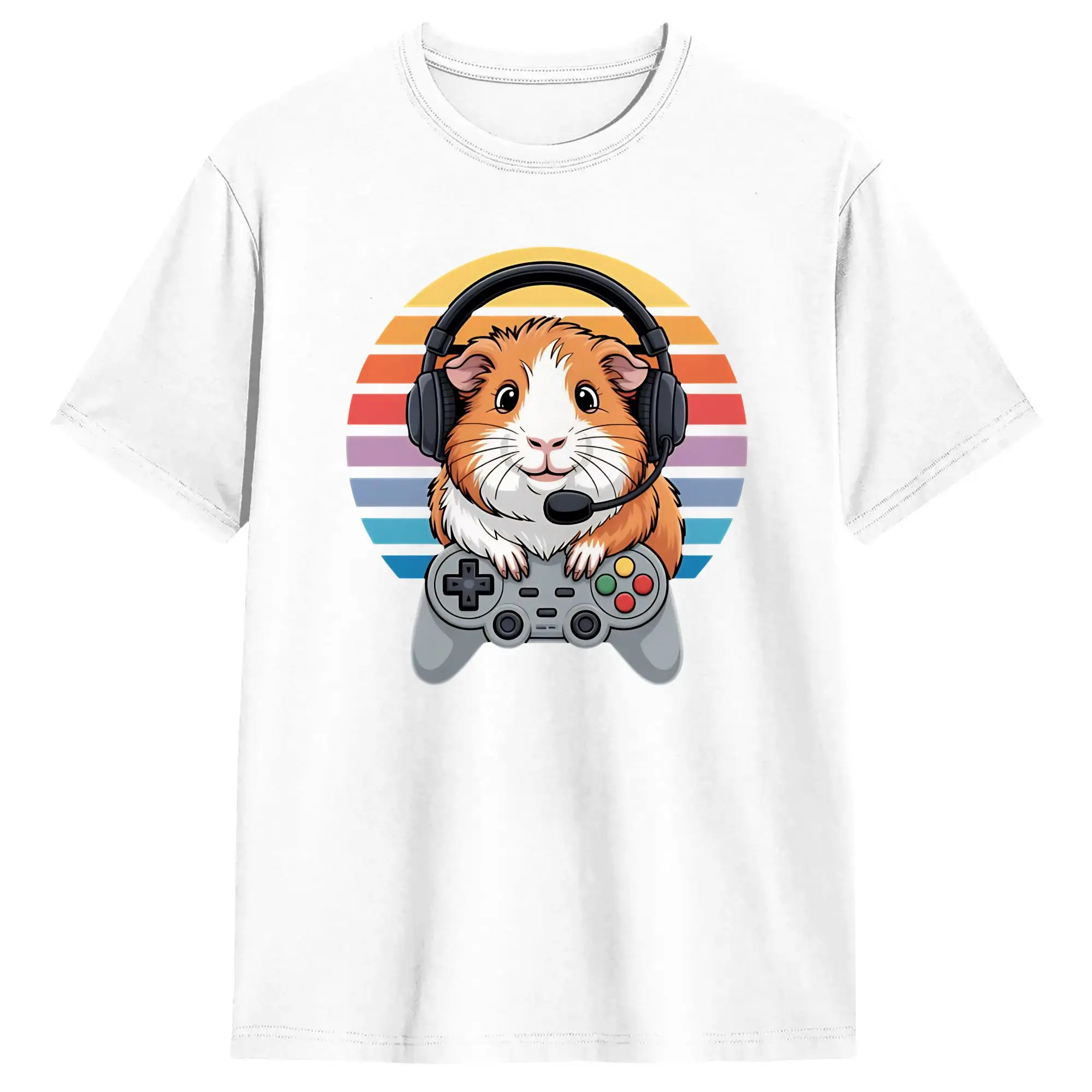 2026 Guinea Pig Gamer Video Gaming T-Shirts for Men Cool Pure Cotton Tee Shirt Crew Neck Short Sleeve T Shirt Graphic Clothing