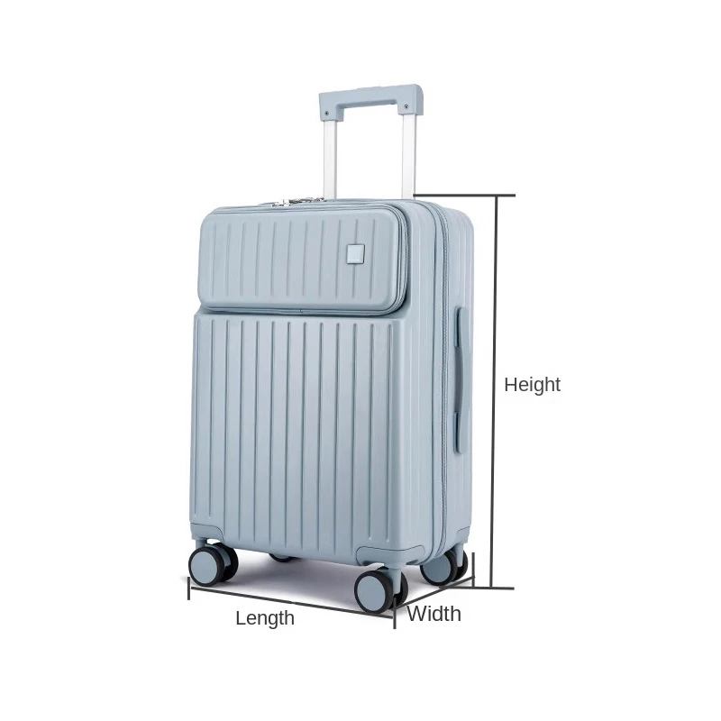 Front Opening Luggage Trolley Bag Men and Women Lightweight Rolling Luggage Spinner Universal Wheel Password Suitcase