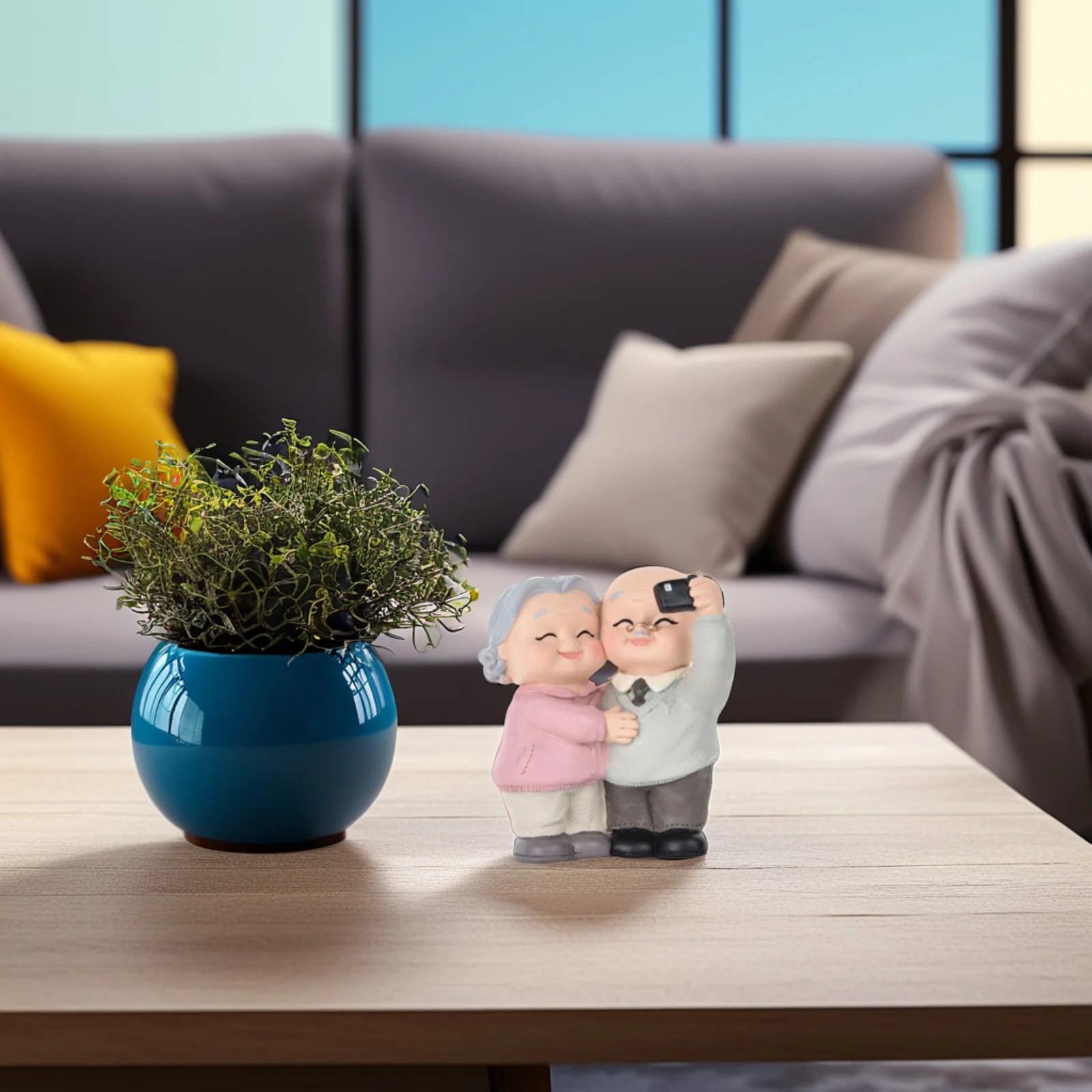 

Resin Grandparents Figure Exquisite Desktop Ornament Wedding Birthday Cake Decoration Home Gift Collection Grandparents Figure