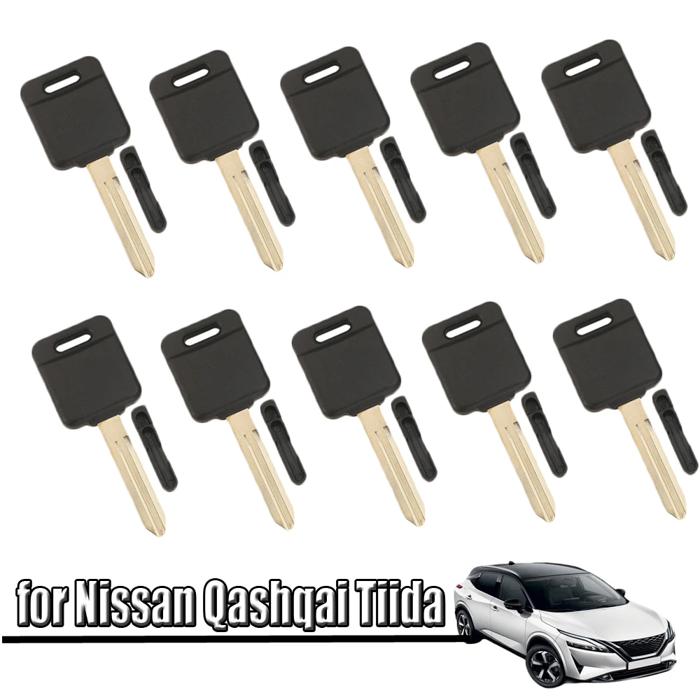 

10pcs Car Transponder Ignition Key Shell Case Replaceable No Chip Blade Key Cover Auto Accessories for Nissan Qashqai Tiida