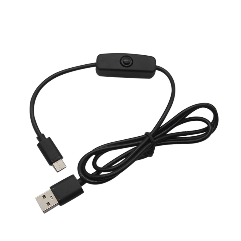 NEWEST 1m Universal USB Type C Charging Cable with ON/OFF Switch for Raspberry Pi 4 An-droid Mobile Phone