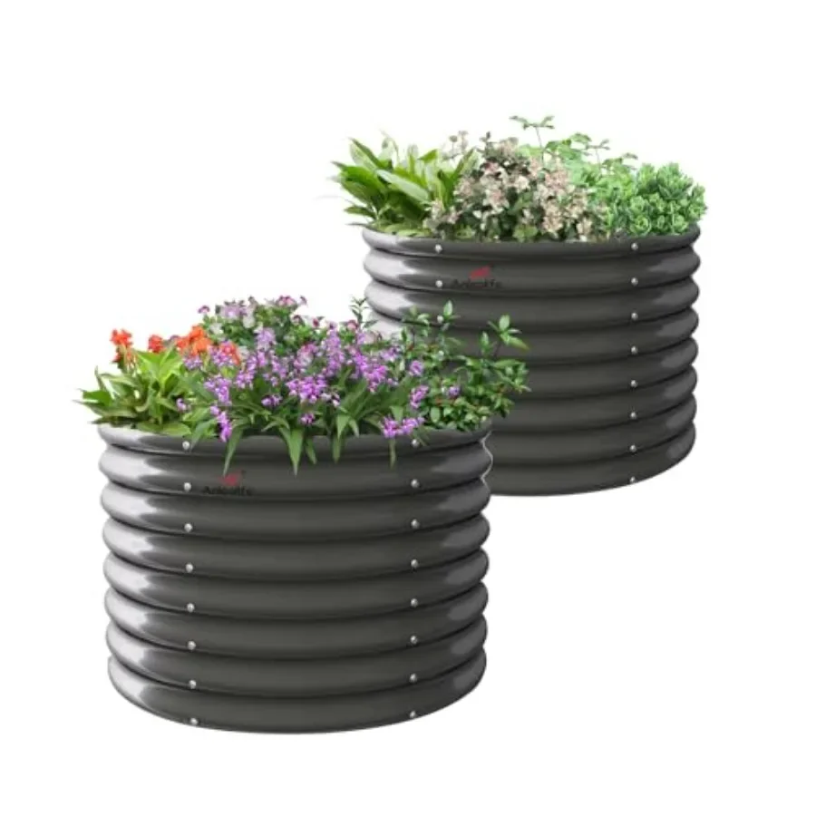 

2-Pack 3ft x 24 Tall Galvanized Raised Garden Beds Outdoor Round Metal Planter Box for Planting Vegetables Flowers Herb Anti-Ru