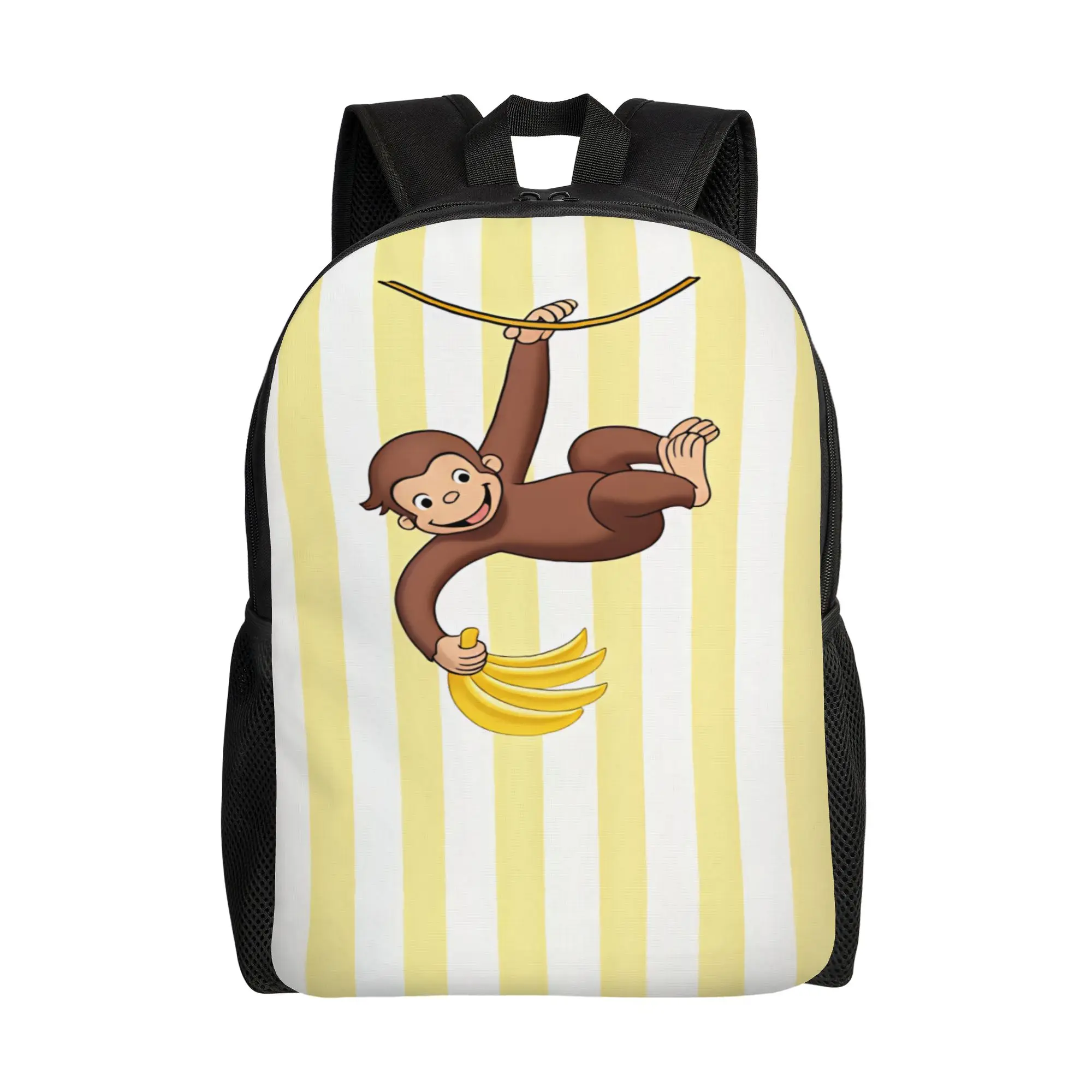 Curious George Monkey Backpack  Male Polyester Trekking Backpacks Breathable Cute High School Bags Rucksack