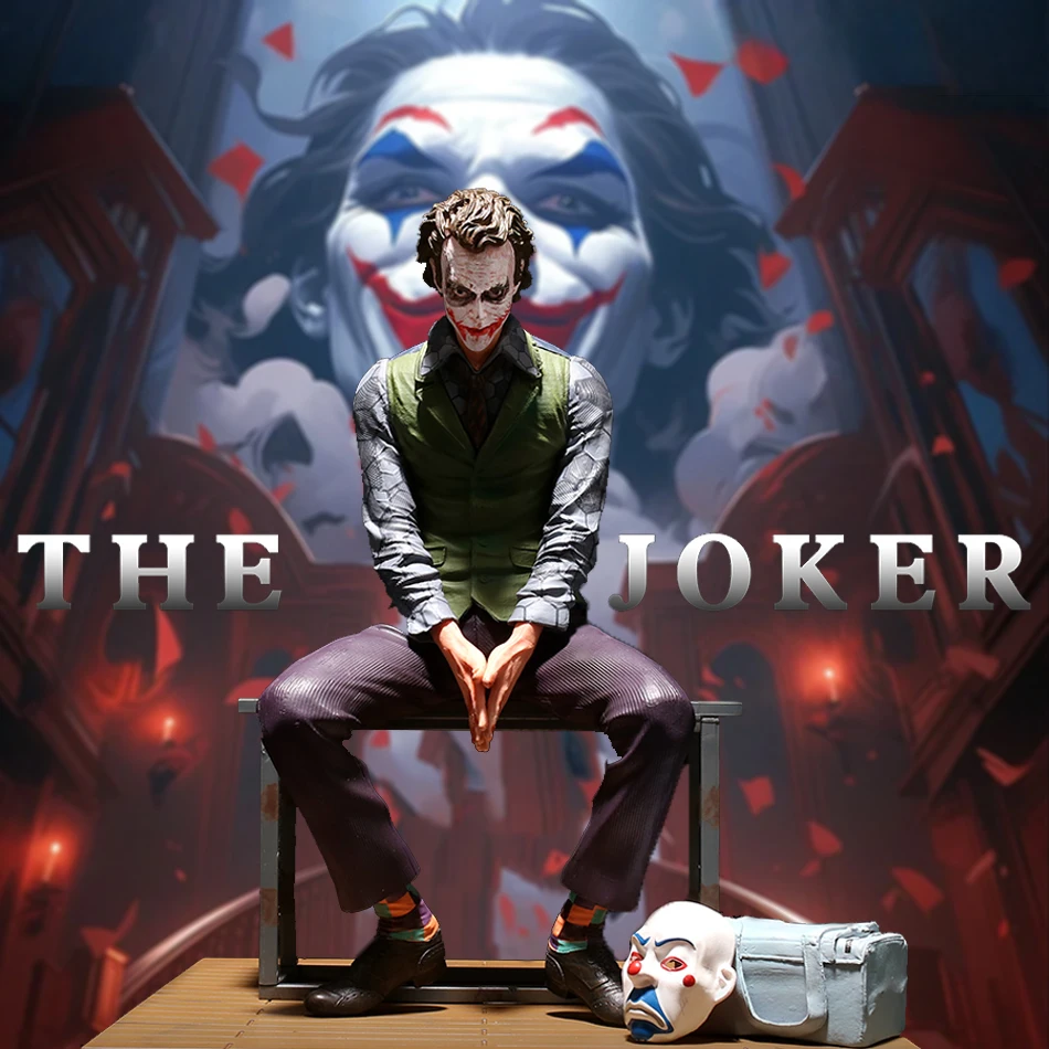 

24 см Джокер Хит Леджер Фигурка Сидящий Зеленый Костюм Ручной Джокер Маска Автомобиль Кукла Настольное Украшение Модель Игрушки Детский Подарок