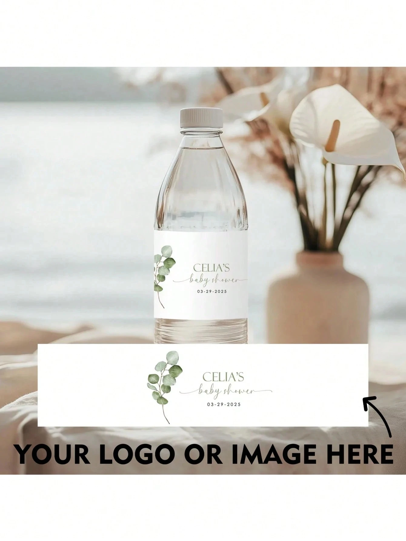 

Набор из 20 предметов, настраиваемые наклейки на бутылку с минеральной водой, 16,9 унций, 500 мл, 8,26 дюйма * 2 дюйма, водонепроницаемые, персонализированные, для свадьбы, дня рождения