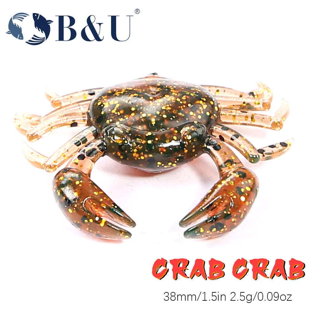 B&U 12pcs Crab Lure 3D Simulation Crab Bait Artificial Bait Soft Bait Bass Wrasse Cod Sea Fishing Hook Tackle Tool
