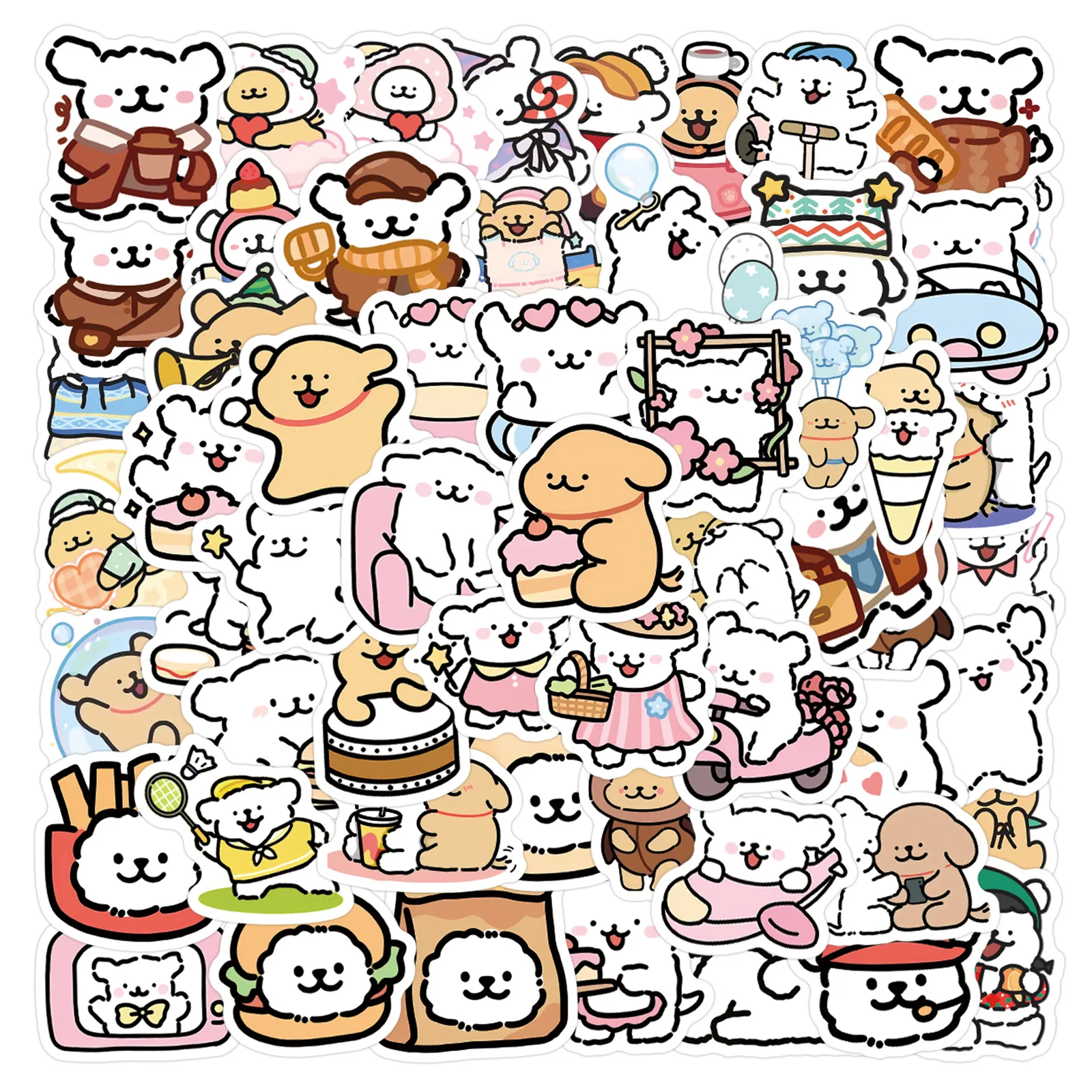 105Pcs Korean Lovely Healing System Dog Stickers Hand Account Phone Case Trolley Box Waterproof Adhesive Stickers Gift