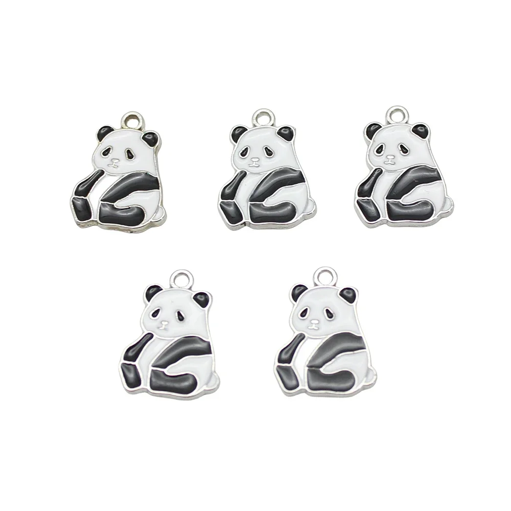 5Pcs/Lot  Sitting Cartoon Panda Charms Diy Findings Keychain Bracelets Pendant For Earring Jewelry Making Accessory