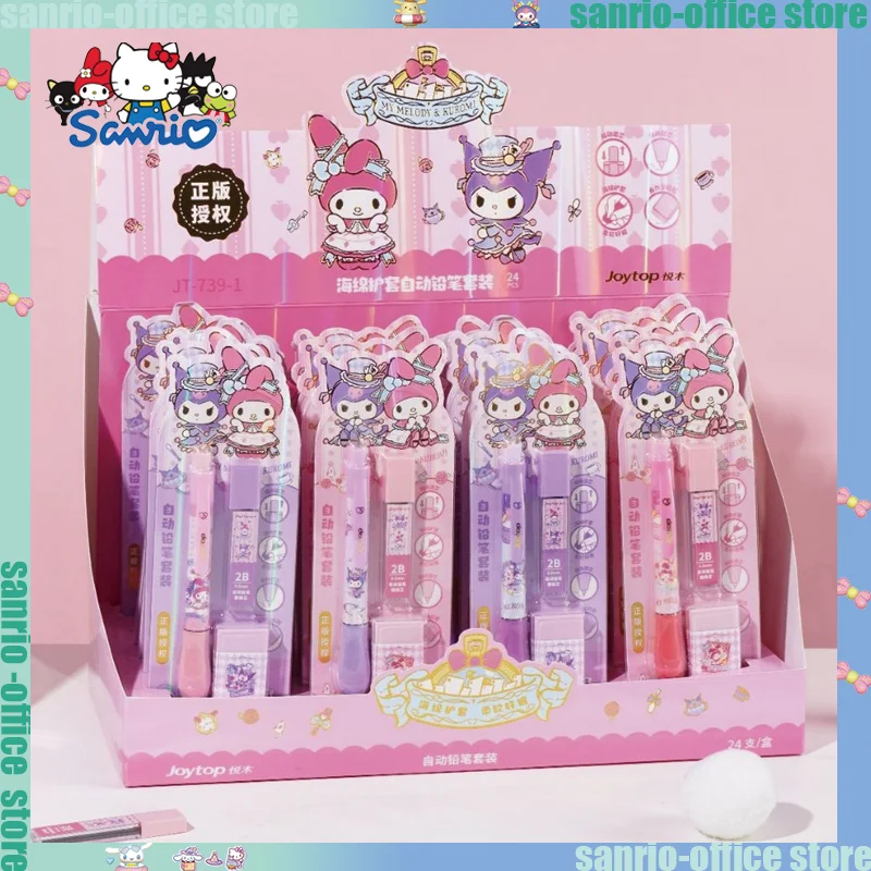 24pcs Sanrio 2B Mechanical Pencil Set Cartoon Kuromi My Melody Automatic Pencil For Student Office Supplies Prizes