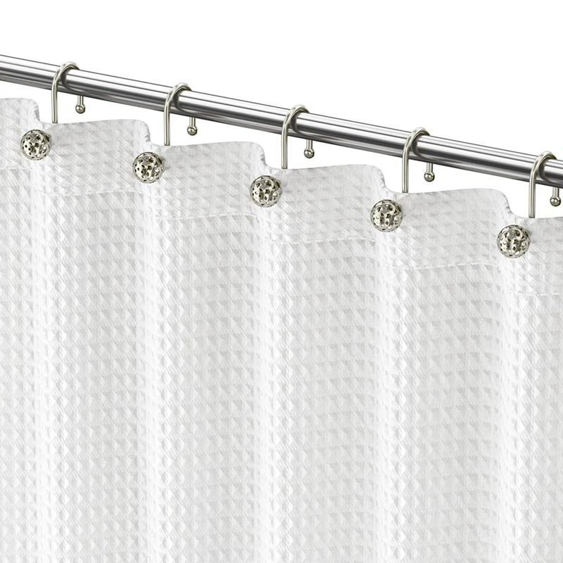 Hot 12Pcs Shower Curtain Hooks,Metal Decorative Shower Curtain Hooks Rust Proof,Nickel Shower Hooks For Shower Curtain Liner