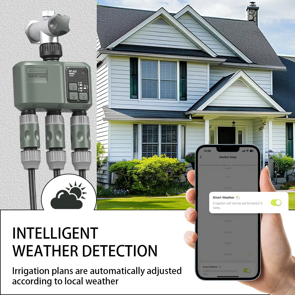 Tuya RF433 WIFI التلقائي مؤقت مياه حديقة آلة الري الرقمية الرش الذكي المستخدم في الهواء الطلق لتوفير المياه والوقت #5