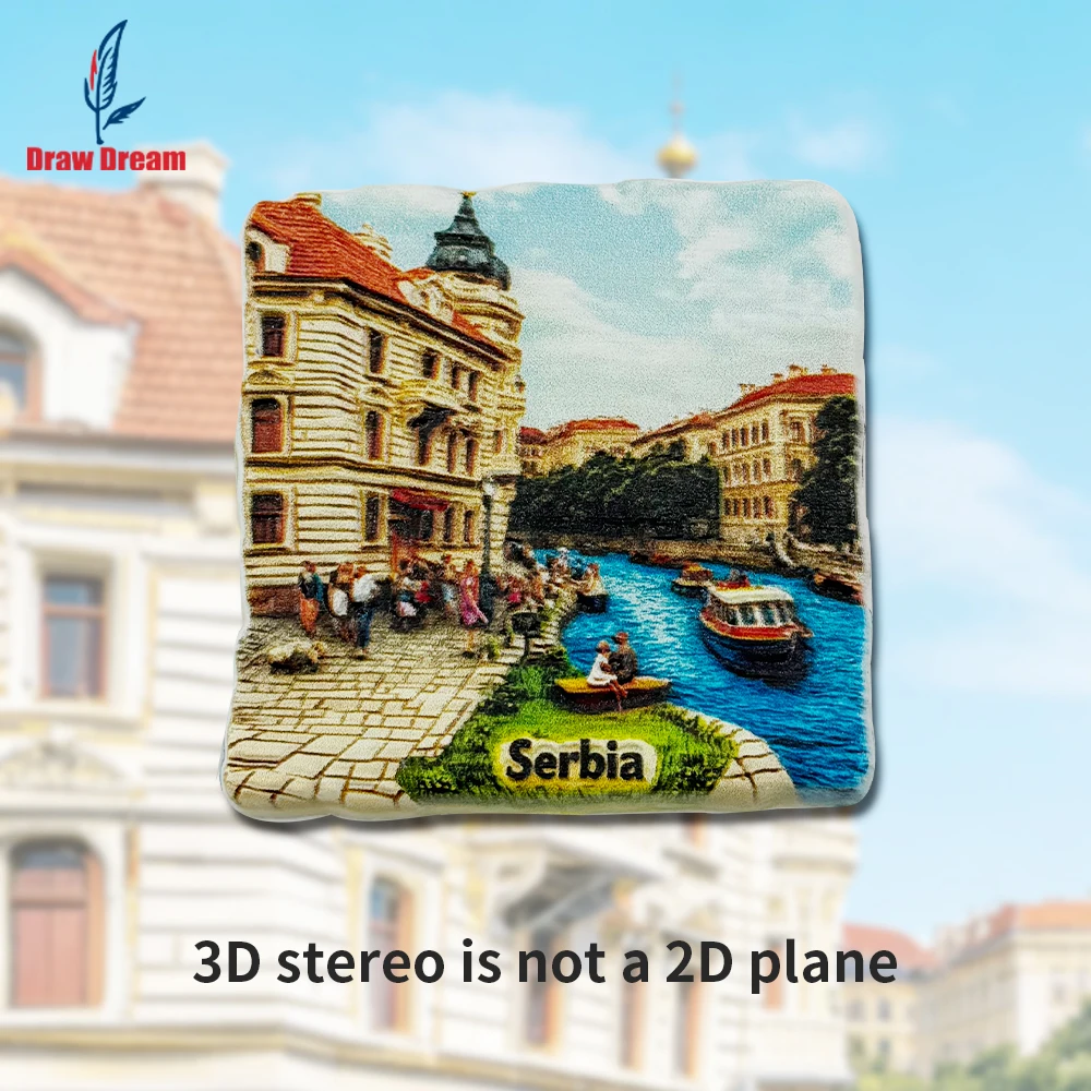 1 pegatina 3D creativa con paisaje del Danubio serbio para refrigerador, recuerdo de viaje, decoración del hogar, regalo elegante