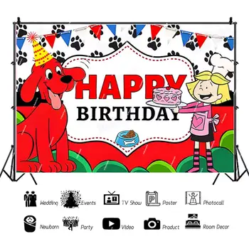 可愛卡通大紅狗克利福德主題背景 兒童生日派對裝飾 乙烯基橫幅 攝影道具 兒童禮物 12 最佳銷售 大紅狗克利福德 - №7