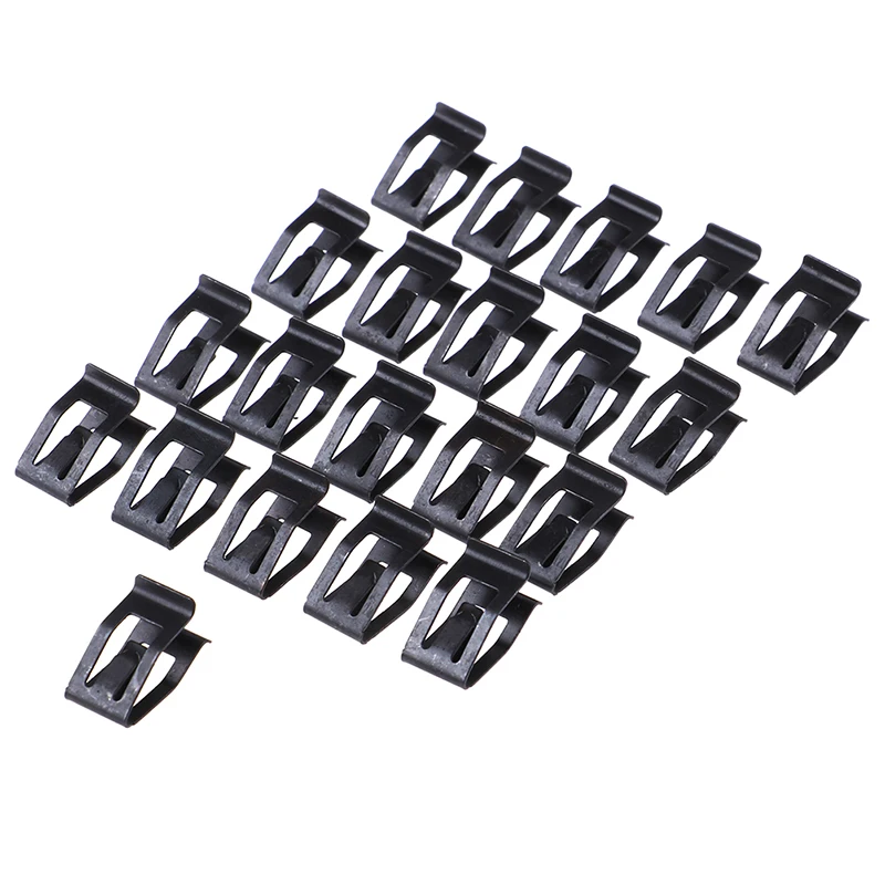 20Pcs Car Front Console Dash Dashboard Metal Retainer Black Rivet Fastener Clips