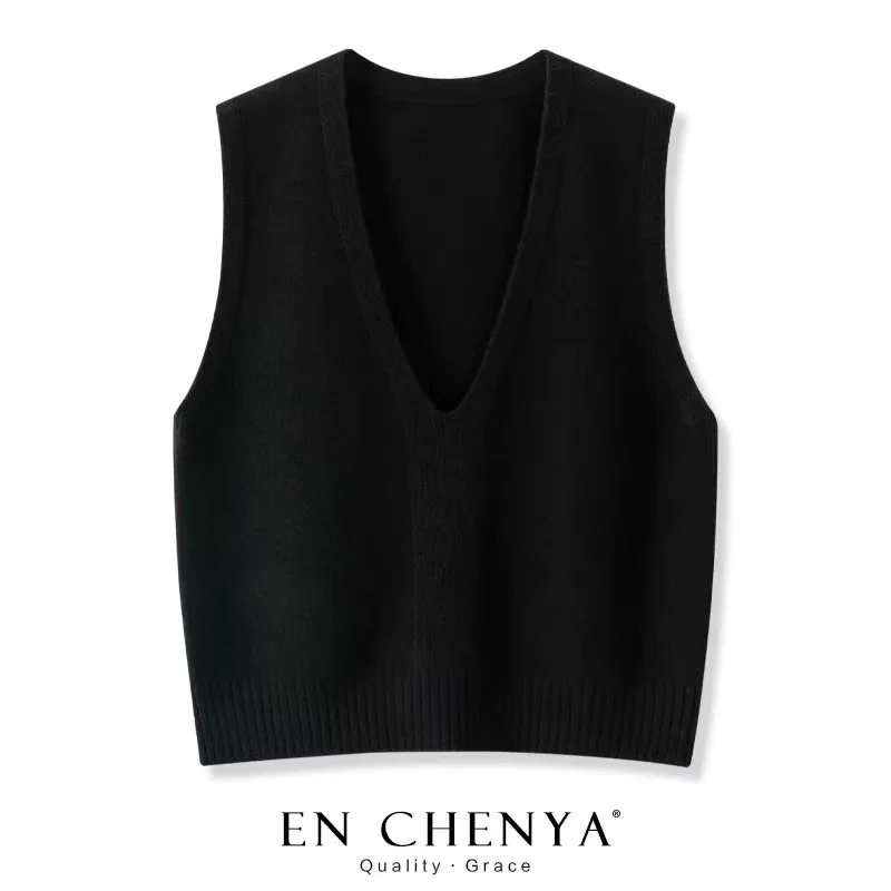 Chaleco tejido de lana pura para mujer Sle 2025, nuevo suéter de Color en capas, chaleco con hombros descubiertos, Faion de viaje