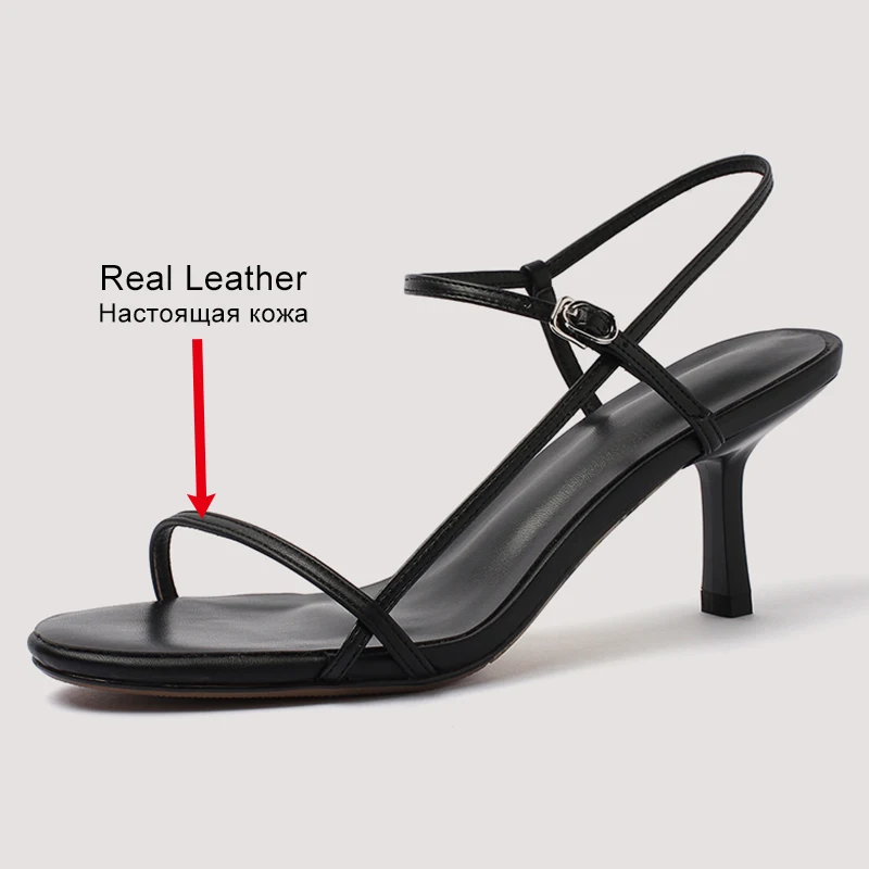 JOZHAMTA Size 34-43 Women Sandals Real Leather High Heels Summer Shoes For Women Rome Buckle Strap Sandalias Elegant Party