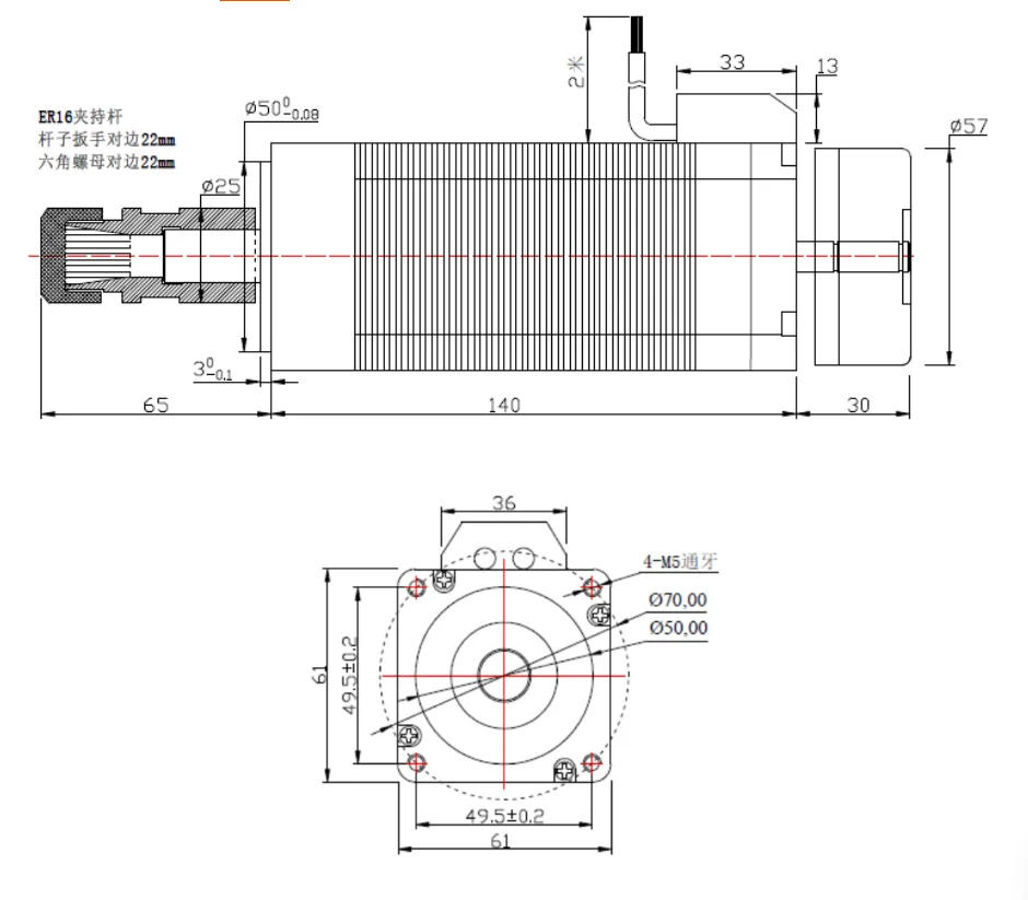 400W 48V ER16 CNC Kit Low Speed Large Torque Brushless DC Motor Spindle For Router Drilling iron copper aluminum Metal