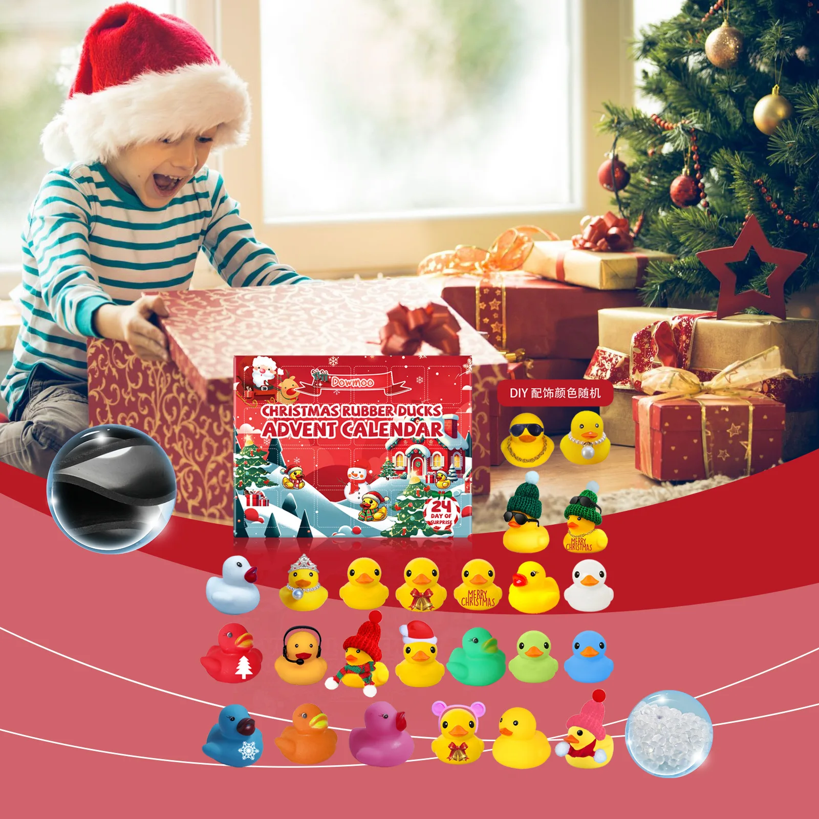 

Christmas Rubber Ducks Advent Calendar,24 Days Countdown CalendarSurprise Duck Toys,Christmas Toys Gift Set for KidsChildren