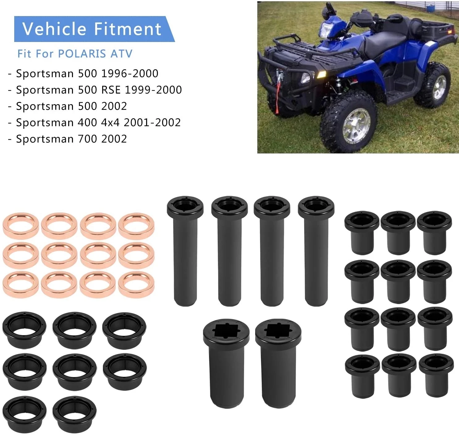 38 pçs/set Kit Suspensão Traseira UM-Braço Bucha para Polaris Sportsman 500RSE Desportista 400 4x4 700 Short & Long Buchas Espaçadores Set