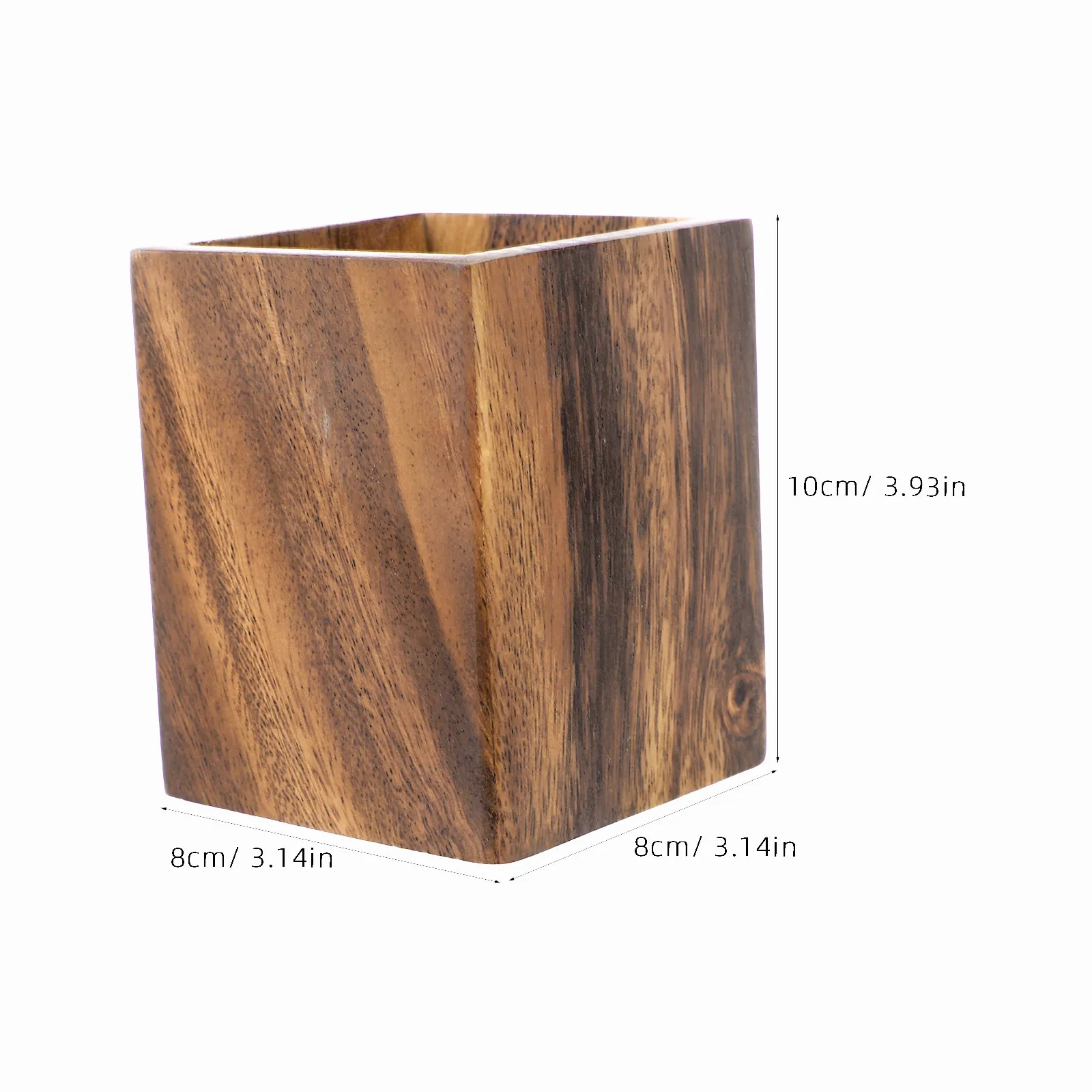 Walnut Wooden Pencil Holder Square Rustic Desk Organizer Pen Cup Office Supplies Holder Makeup Brush Pot Pen Cup Wood