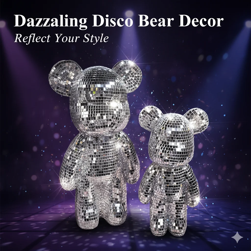 

Disco Ball Bear Decoration Party Supplies Shiny Mirror Design For Living Room Or Event Fun Home Decor Stylish Party Decoration