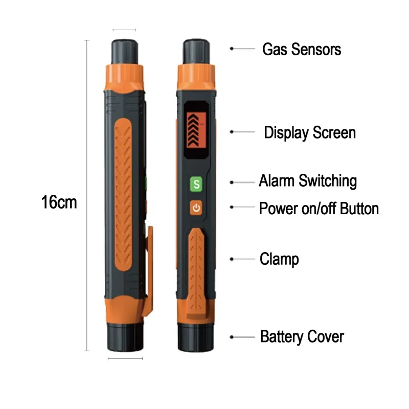 Mini Handheld Gás Leak Detector, Detector De Gás Combustível, Beep e Alarme De Tela, 50A, 0-1000PPM