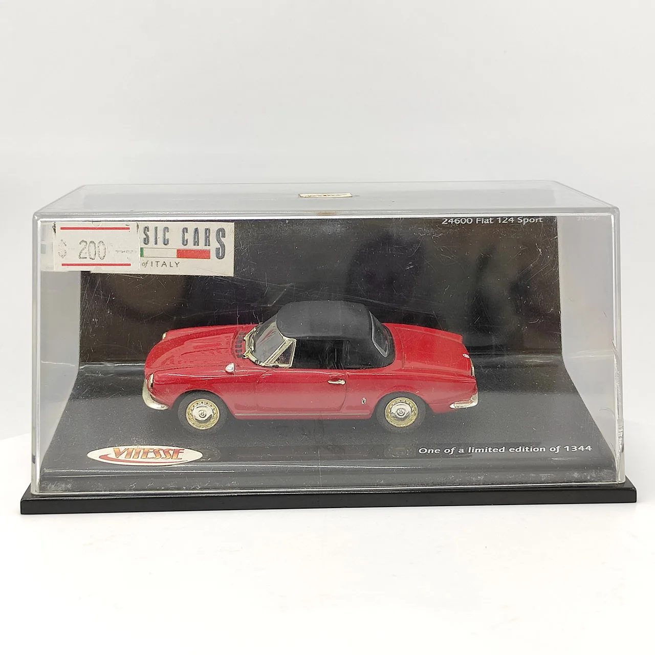 

Box Cracked Diecast VITESSE масштаб 1:43, Fiat 124 Sport, ограниченная серия, красный спортивный автомобиль, модель автомобиля из сплава, Коллекционная игрушка, сувенир