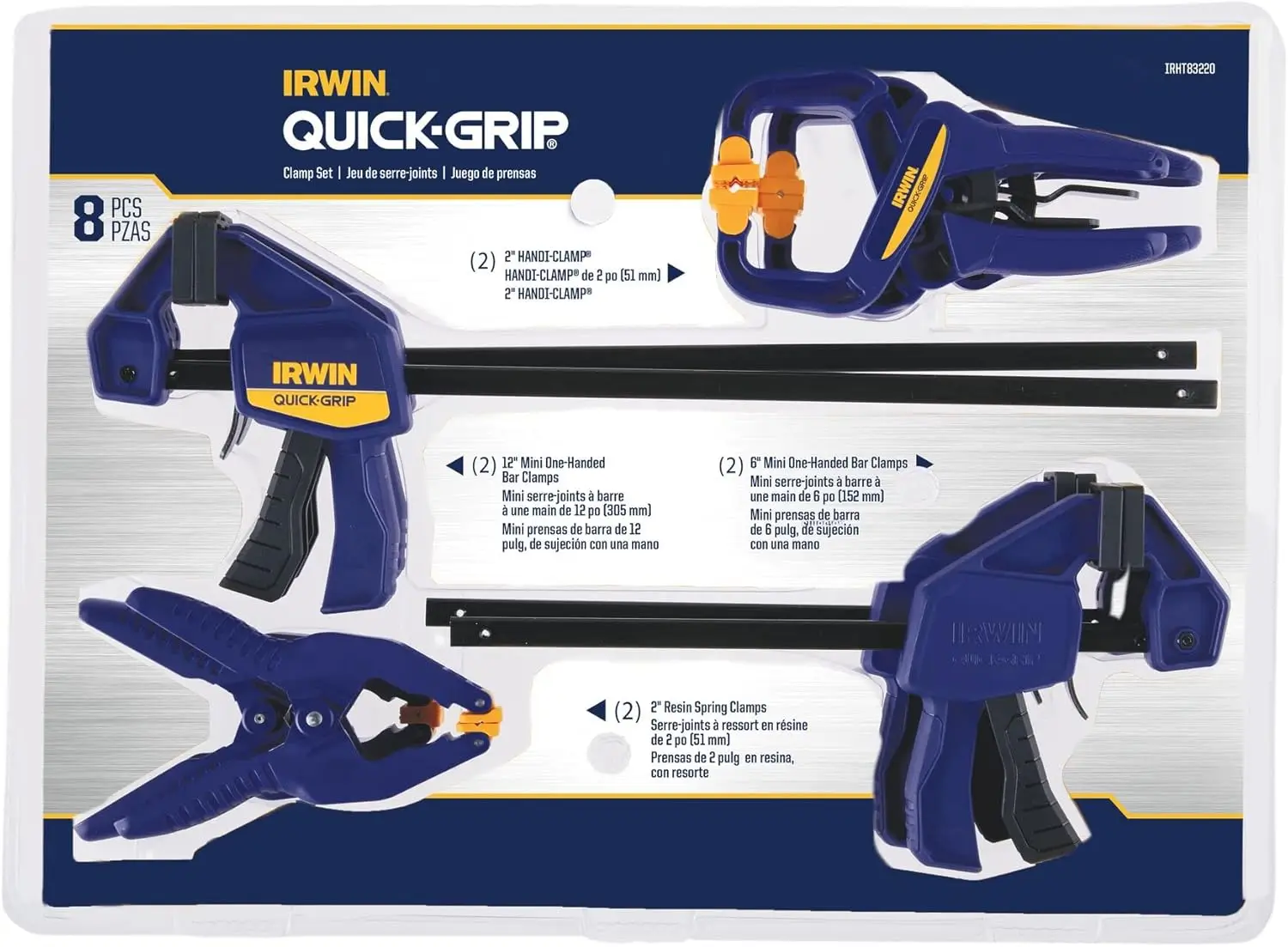 Pinces pour le travail du bois à dégagement rapide de 6 pouces, ensemble de 8 pièces pour les projets solides et durables