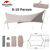 Naturehike Butterfly Large Tarp 8-10 Person Camping Canopy Waterproof 10000mm Sunshade Outdoor Sunproof Protect the Cotton Tent