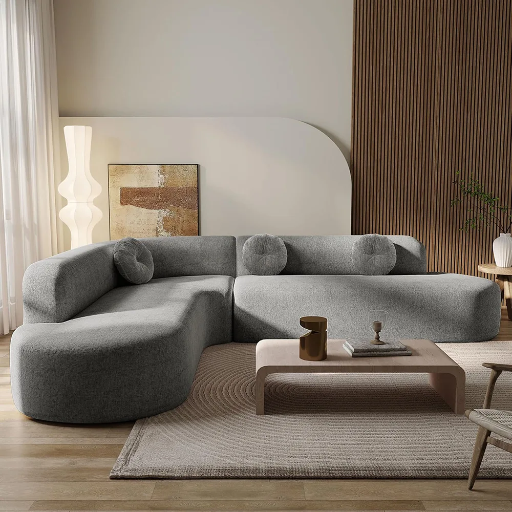 ^&Custom for Amazon Large Sectional L-Shaped Chaise Module Fabric Sponge Stainless Steel Compressible Transport Same Living Room