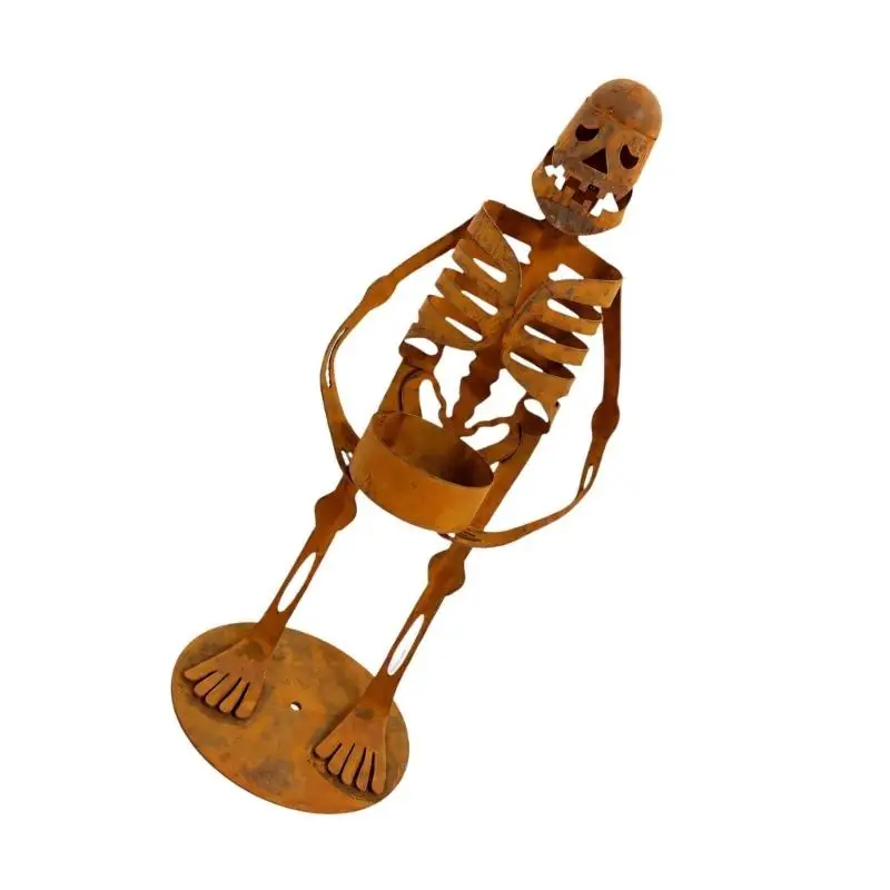 E8BD Iron Skull Stand with Aged-Look Finish for Themed Gatherings and Parties