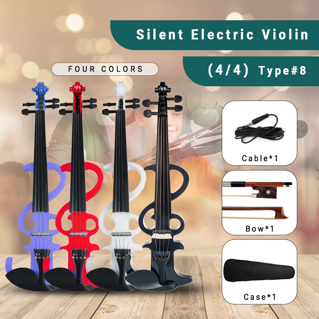 

Electric Violin Right Handed 4/4 Size Electric Silent Violin Fiddle Accessories W/4/4 Violin Bow & Fiddle Bridge & Violin Case