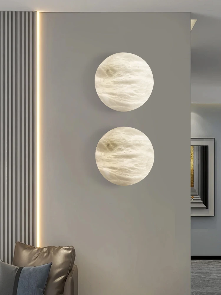 Bronze All Brass Natural Marble Wall Sconce Lamps Led Background Decoration Alabaster Wall Mounted Lights Luxury Bedside Lamp