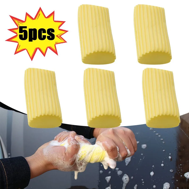 5PCS Multi-purpose  Damp Clean Duster Sponge Polishing Cleaning Sponge Car Detailing Tools Waxing Foam Car Wash Brush