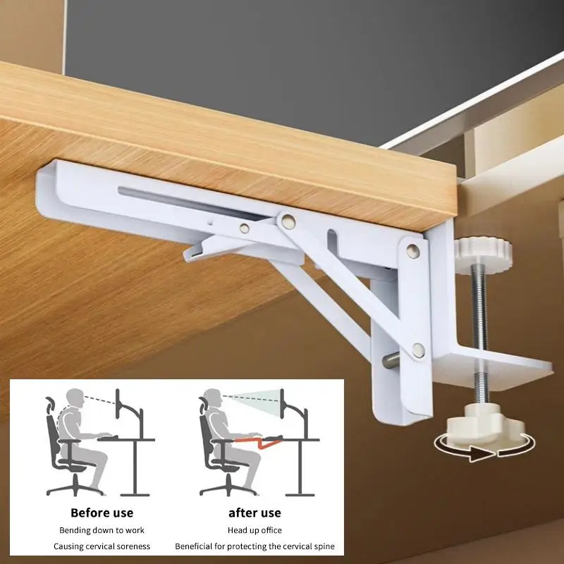 New 1PC L-shaped Desktop Bracket Heavy-duty Punch-free Space-saving Desktop Extension Plate Rack Hardware Accessories