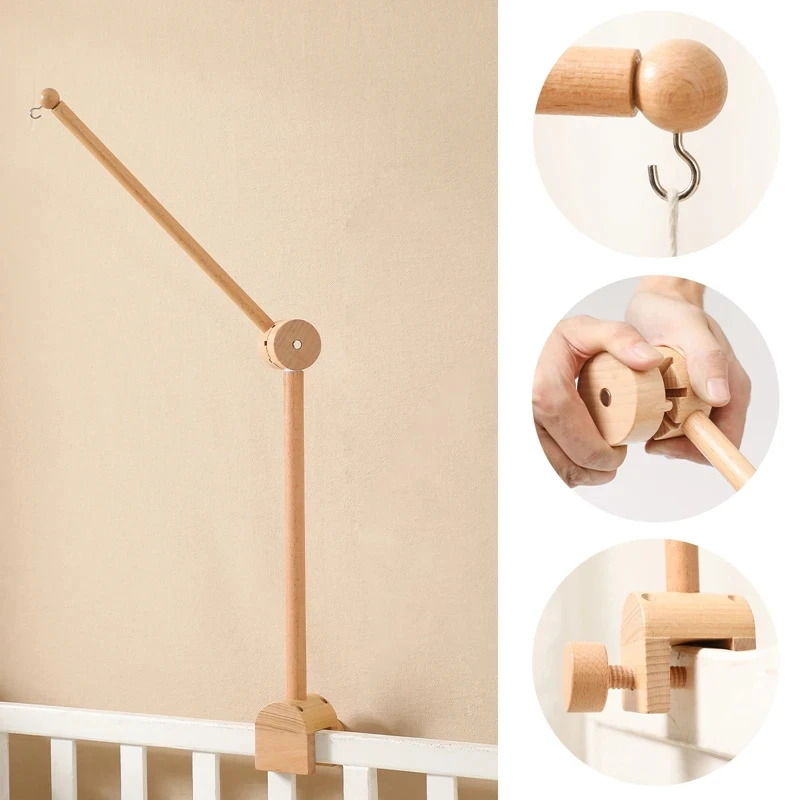 Sonajero de juguete para bebé, soporte giratorio de 360 grados, móvil de madera, campana de cama de ganchillo para recién nacido, soporte para juguetes colgantes, soporte para cuna infantil