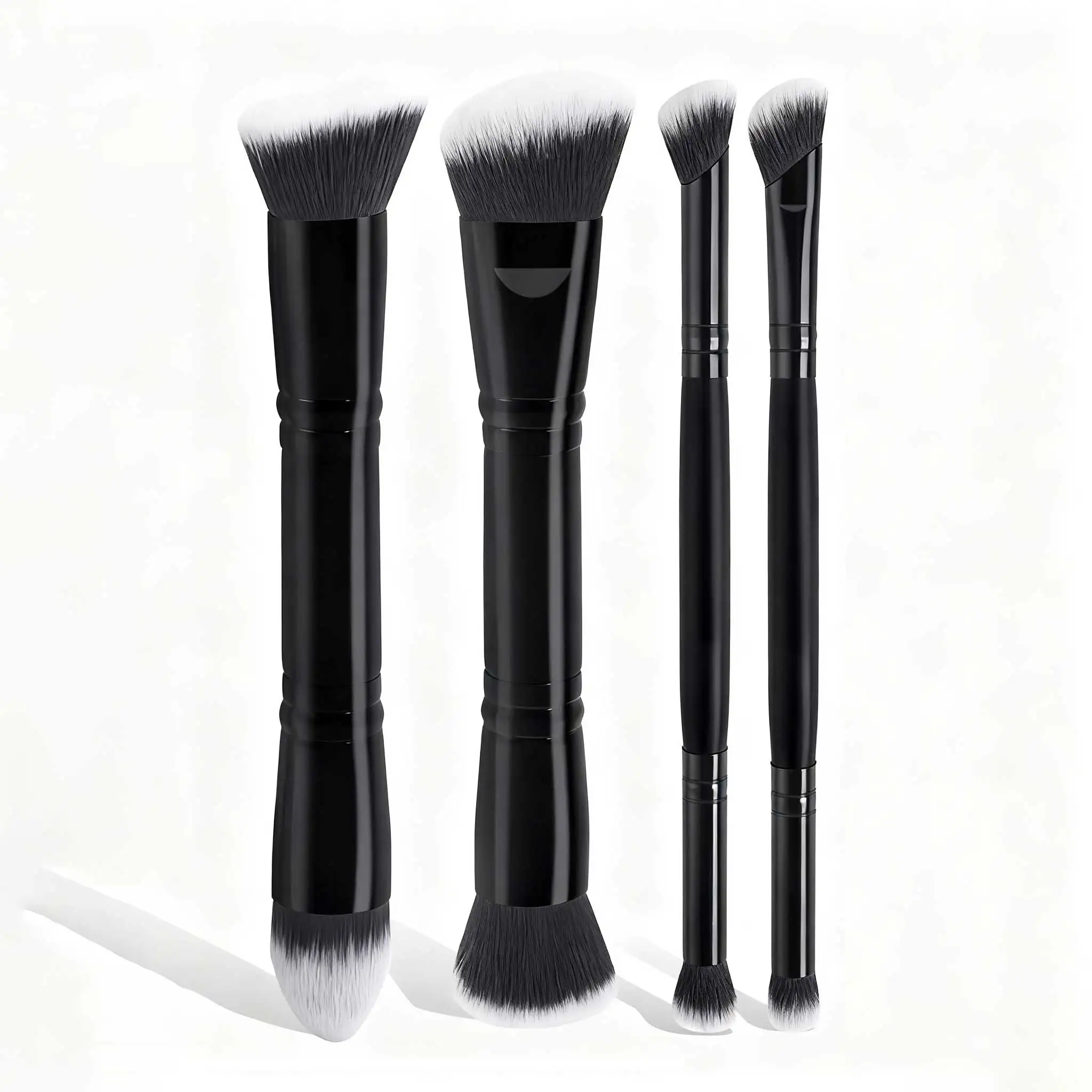 4-teiliges Basic-Make-up-Pinsel-Set mit Box, doppelseitige Grundierungen, Puder-Rouge-Details für Lidschattenpinsel, Anfänger, Reisen – Detail 13