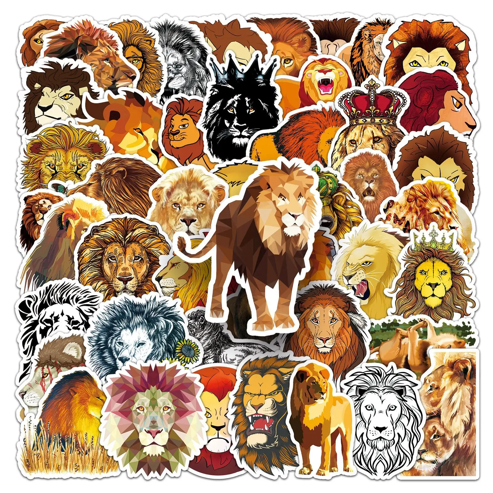 

50 упаковок, наклейки с изображением льва, граффити, канцелярские принадлежности, ноутбук, скейтборд, чашка для воды, чемодан, сделай сам, водонепроницаемые наклейки