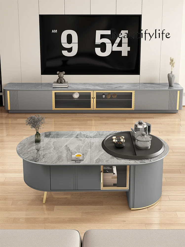 

Nordic Style Small Apartment Household Minimalist Stone Plate Coffee Table