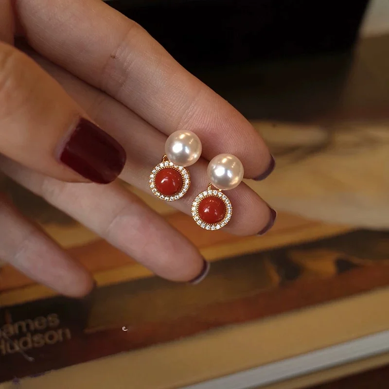 raytimone-pearl-earrings-women's-faion-jewelry-suower-pattern-luxury-light-weight-earring-accories