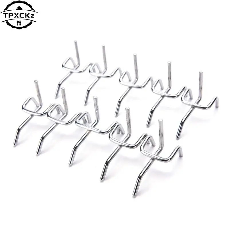 10Pcs 3CM Carbon Steel Peg Board Pegboard Hooks Garage Work Shop Storage Display Organization Steel Hanging Tool