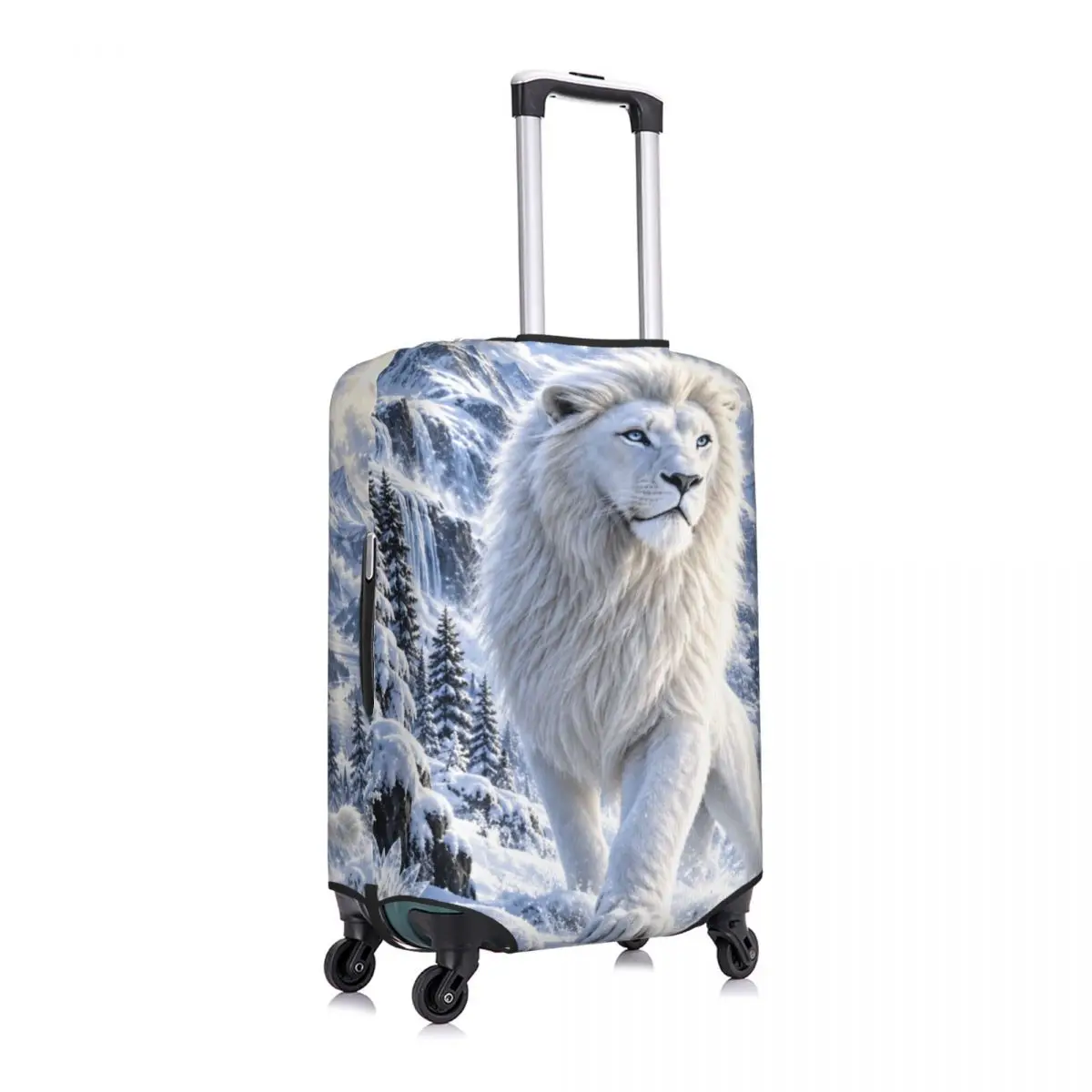 White Lion Single Digital Printed Suitcase Cover Elastic Travel Protector Luggage Supplies Flight