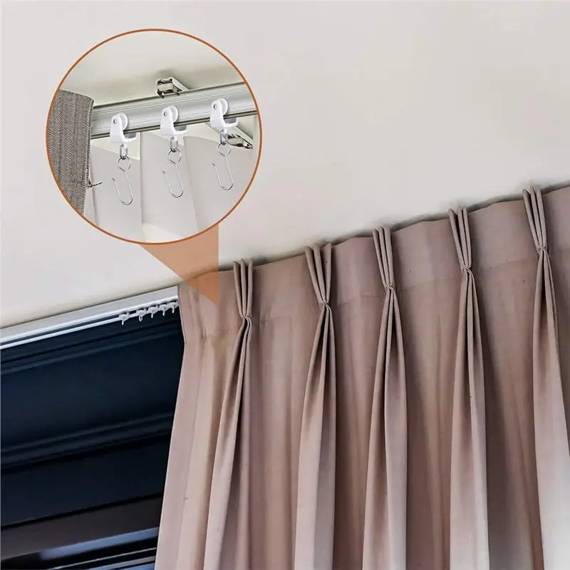 CHCH Ceiling Mount Curtain Track Set 120 Pcs Hooks, Rollers And Shower S Hooks Metal Straight Curved Design